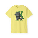 Born To Be King Tee, Bear Print T-Shirt, Bold Letter Animal Print Tee, Cute Bear T-Shirt, Bear With Crown Print Tee