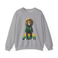 Montserrat - Strat Judah Lion Sweatshirt, Emerald Green Lion Print Pullover, Rastafarian Green Judah Lion Sweatshirt, Judah Design Pullover