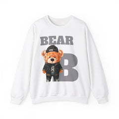 Bear B Unisex Sweatshirt, Bear Print Crewneck Jumper, Gender Neutral Pullover, Cozy Winter Fashion, Animal Lover Gift, Cute Graphic Top