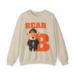 Bear B Unisex Sweatshirt, Bear Print Crewneck Jumper, Gender Neutral Pullover, Cozy Winter Fashion, Animal Lover Gift, Cute Graphic Top