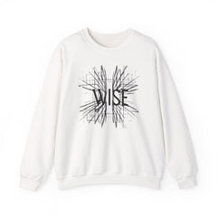 WISE Graphic Unisex Crewneck Sweatshirt – Minimalist Streetwear Pullover, Minimal WISE Design Crewneck Sweatshirt, Unisex Artsy Pullover, Bold WISE Graphic Sweatshirt, Unisex Crewneck for Modern Streetwear