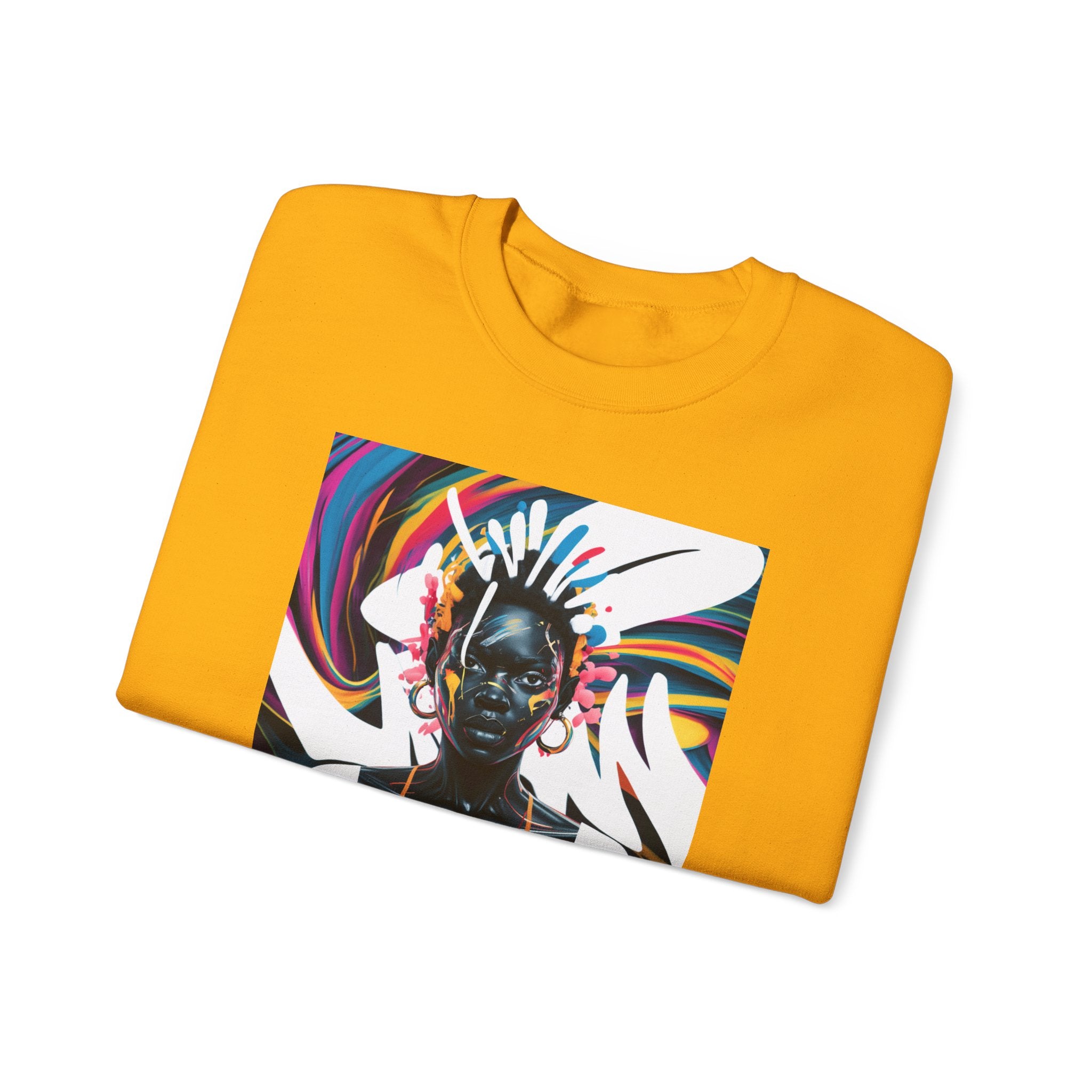 Sudadera unisex con estampado de reina africana y salpicaduras de color