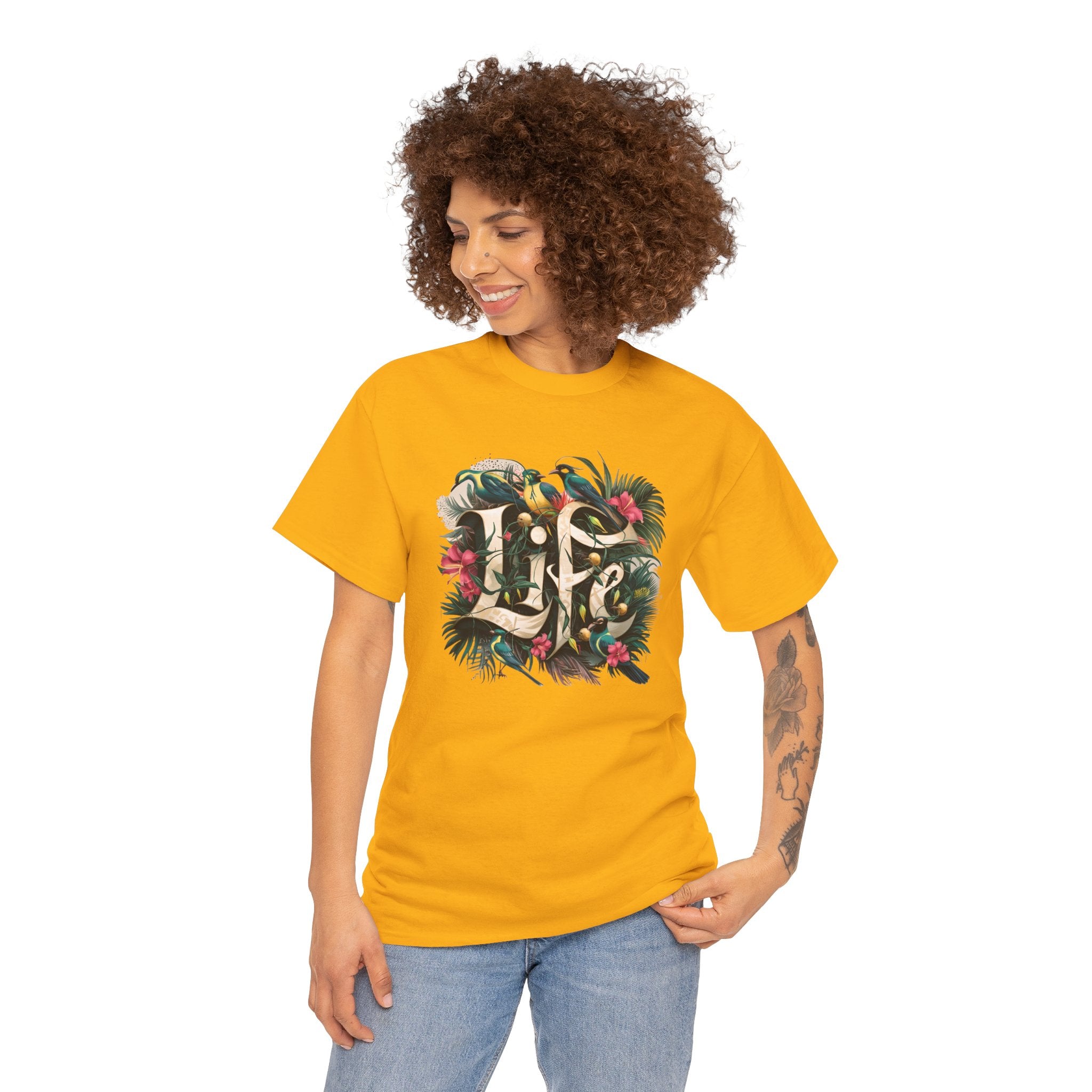Camiseta orgánica LIFE con salpicaduras de color