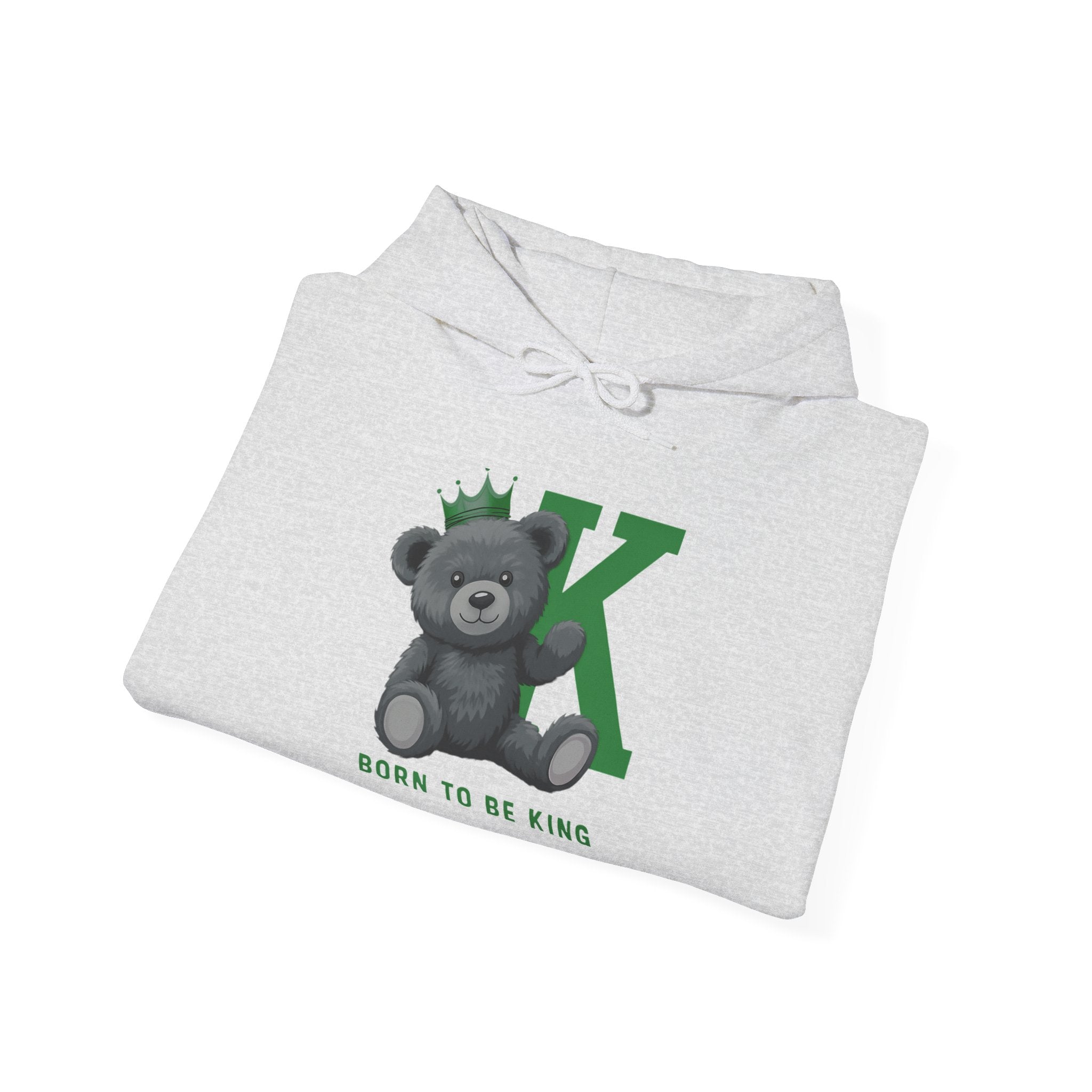 Born To Be King Hoodie, Bear Print Pullover, Bold Letter Animal Print Hoodie, Cute Bear Hoodie, Bear With Crown Print Pullover