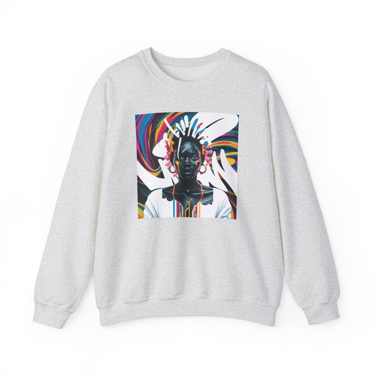 Sudadera unisex con estampado de reina africana y salpicaduras de color