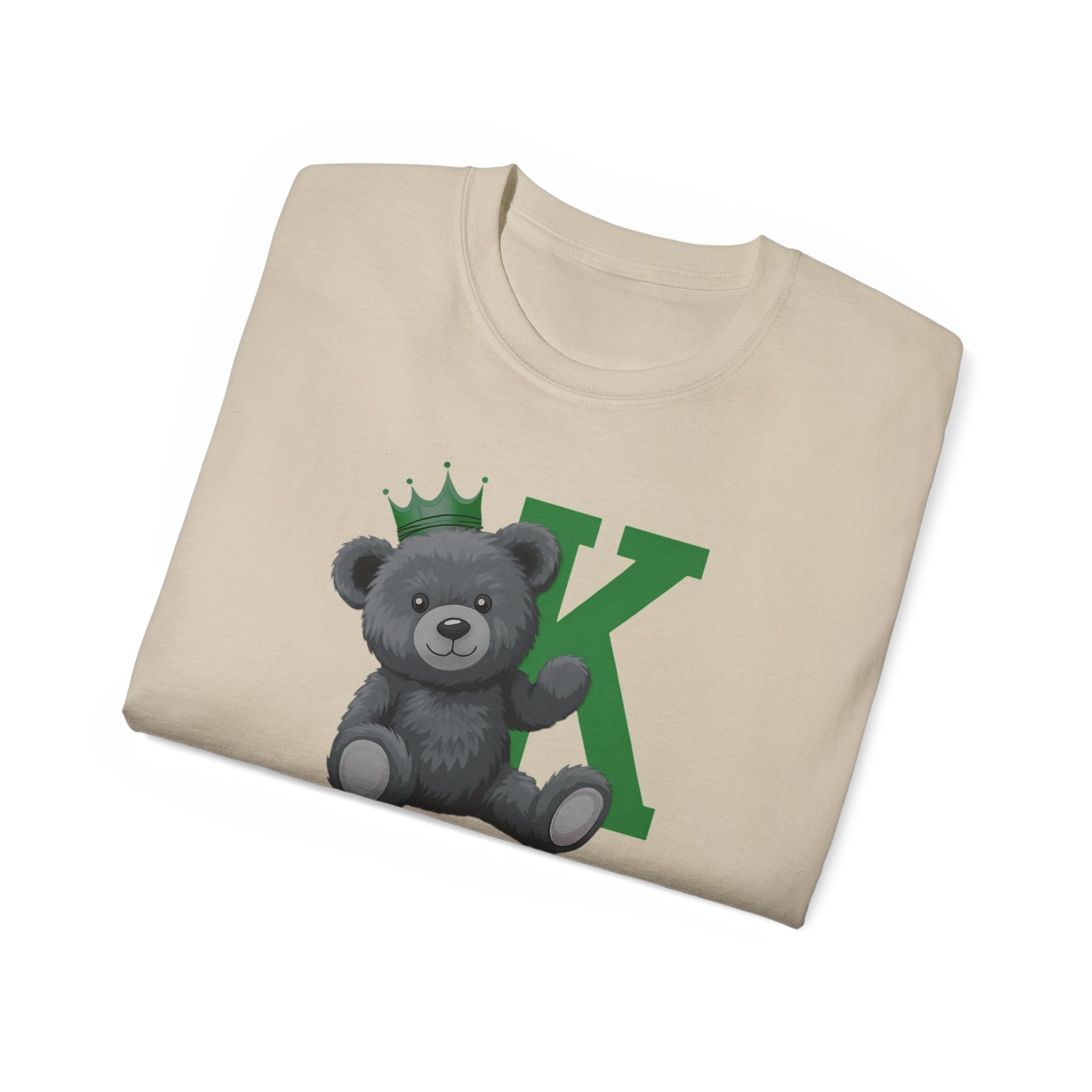 Born To Be King Tee, Bear Print T-Shirt, Bold Letter Animal Print Tee, Cute Bear T-Shirt, Bear With Crown Print Tee