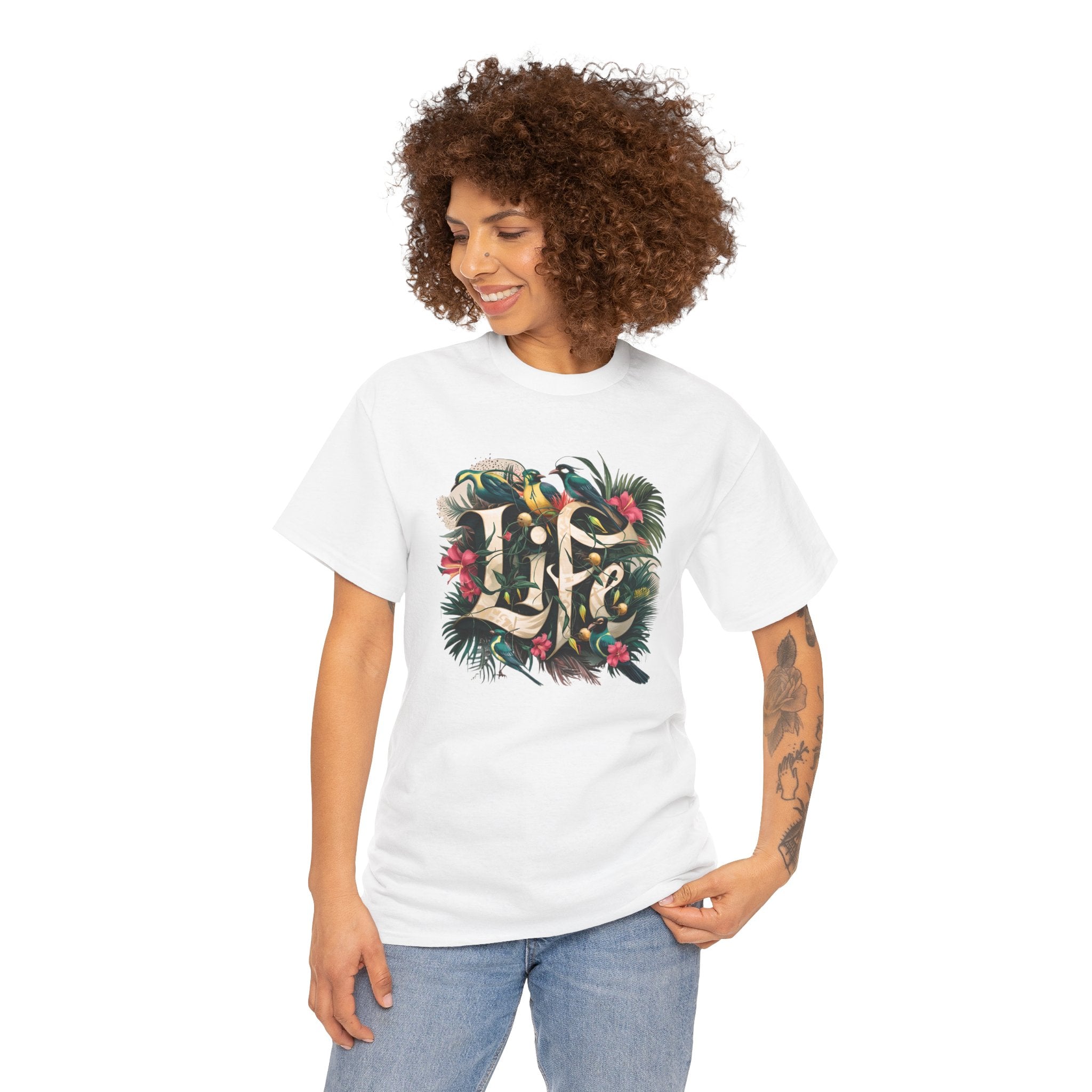 Camiseta orgánica LIFE con salpicaduras de color