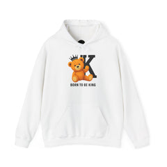 Born To Be King Hoodie, Bear Print Pullover, Bold Letter Animal Print Hoodie, Cute Bear Hoodie, Bear With Crown Print Pullover