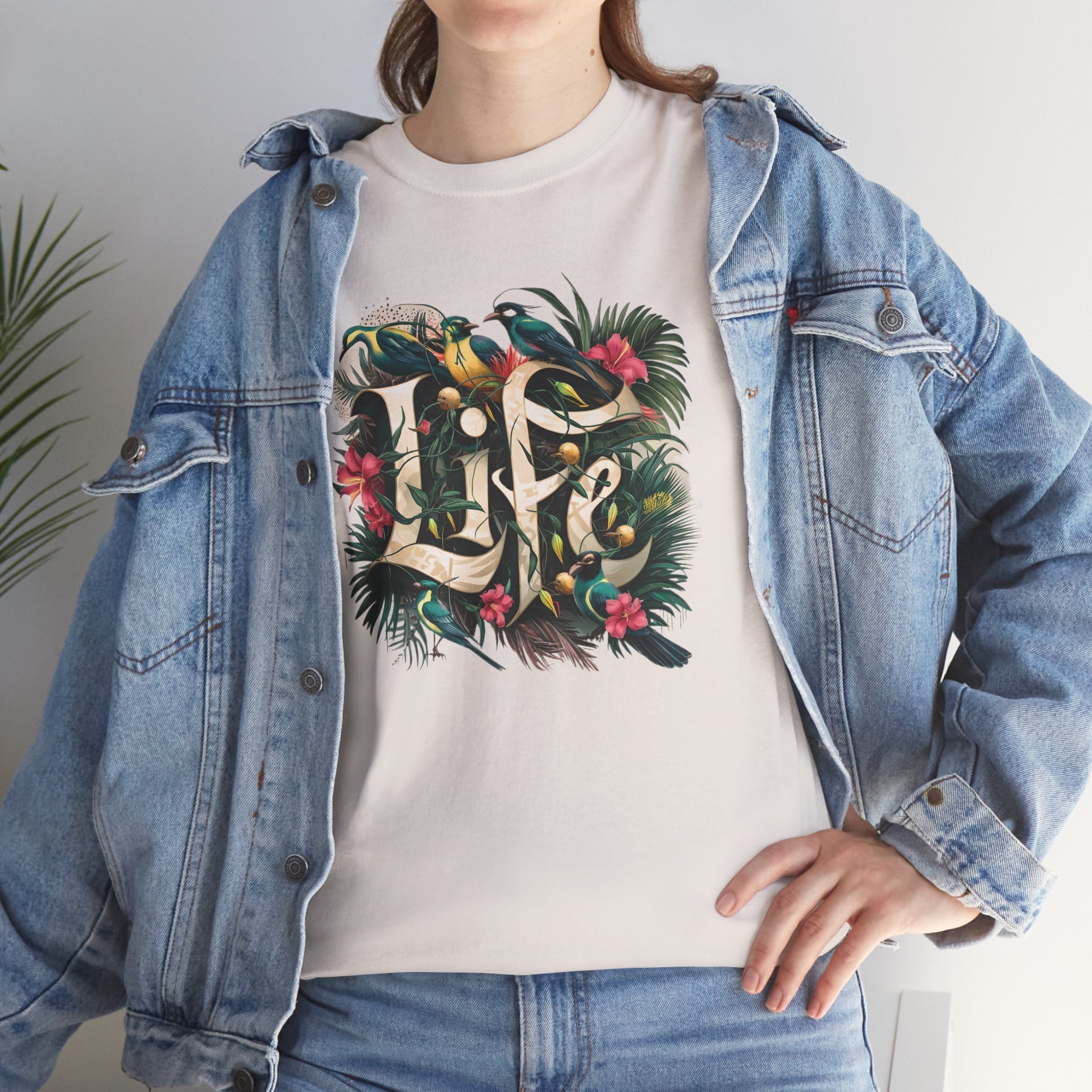 Camiseta orgánica LIFE con salpicaduras de color