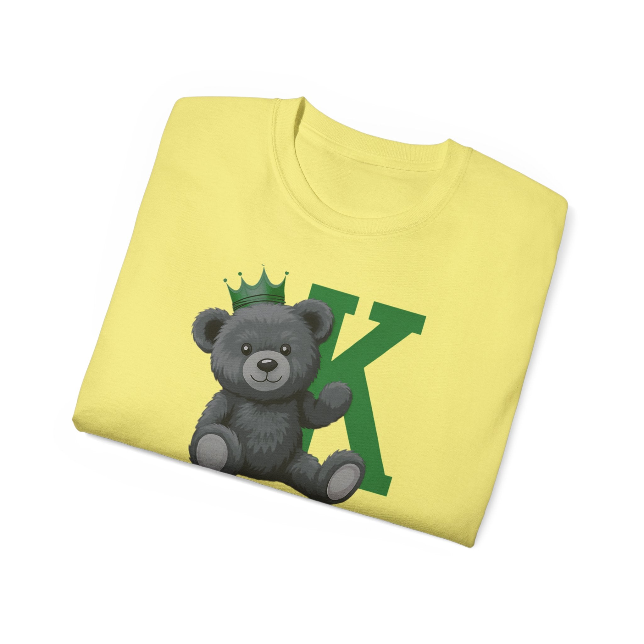 Born To Be King Tee, Bear Print T-Shirt, Bold Letter Animal Print Tee, Cute Bear T-Shirt, Bear With Crown Print Tee