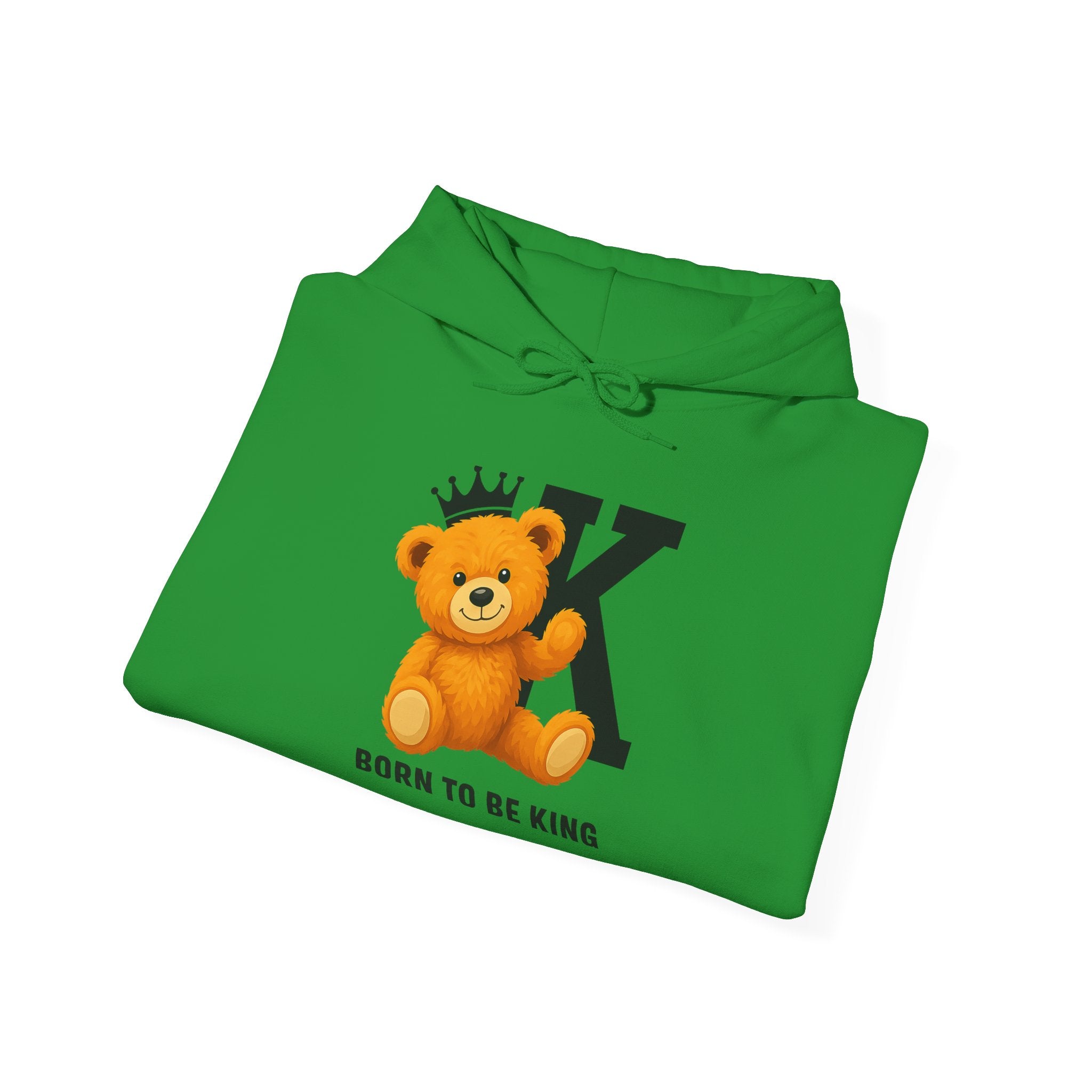 Born To Be King Hoodie, Bear Print Pullover, Bold Letter Animal Print Hoodie, Cute Bear Hoodie, Bear With Crown Print Pullover