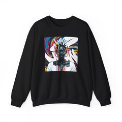 Sudadera unisex con estampado de reina africana y salpicaduras de color