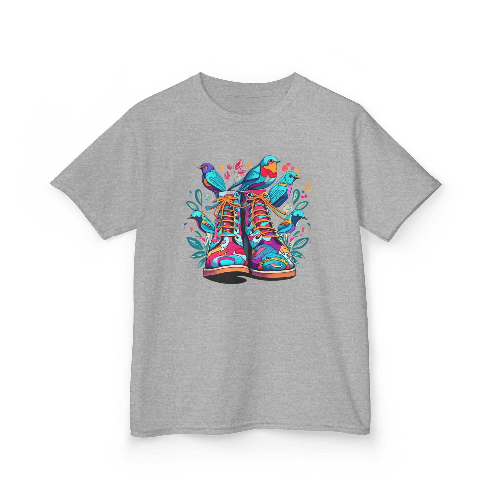 Boots Love Bird Organic Tee For Kids, Children's Clothing, Cute Bird Print Shirt, Nature Lover Gift, Organic Cotton Tee, Kids T-Shirt