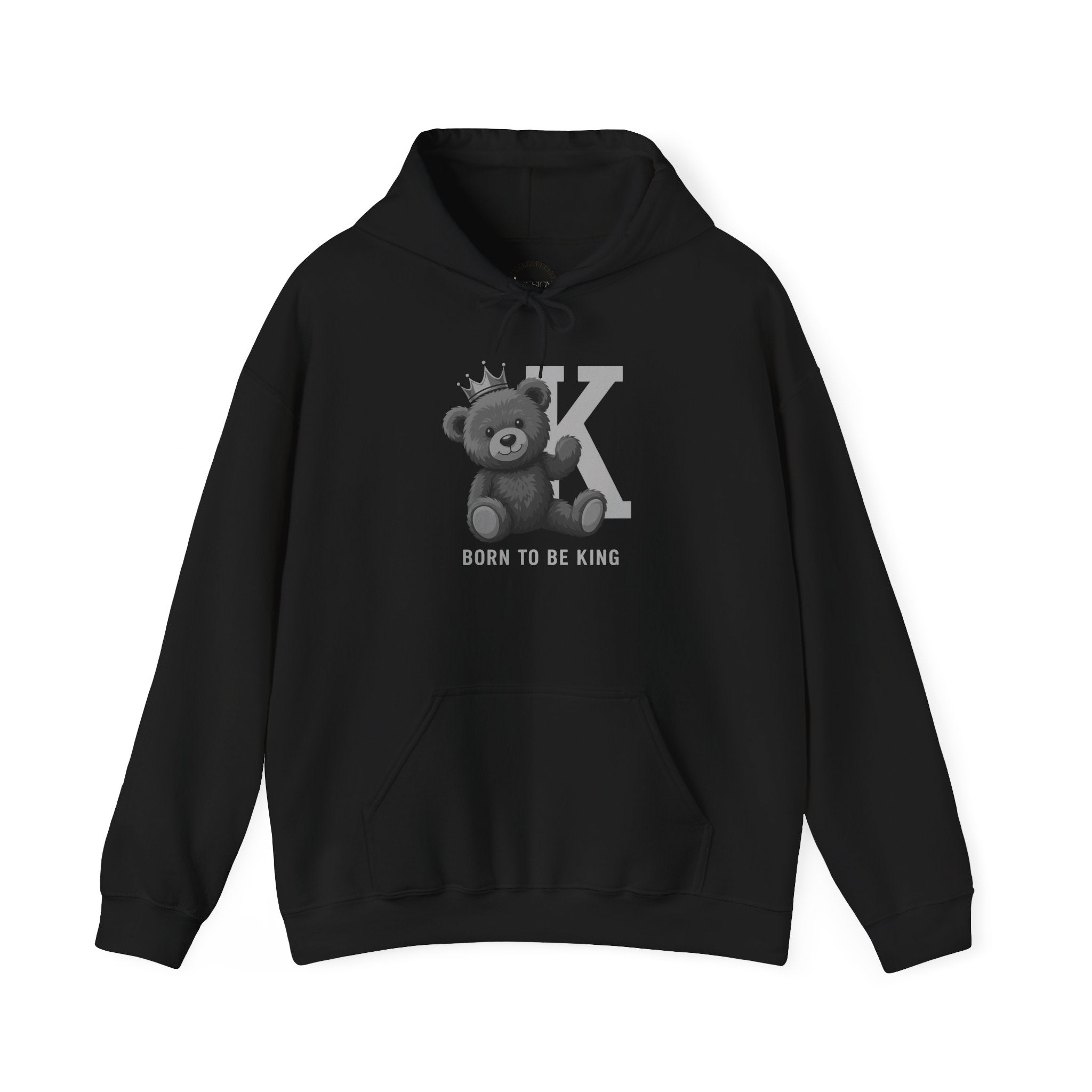 Born To Be King Hoodie, Bear Print Pullover, Bold Letter Animal Print Hoodie, Cute Bear Hoodie, Bear With Crown Print Pullover