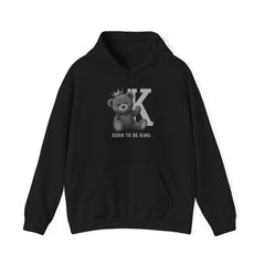 Born To Be King Hoodie, Bear Print Pullover, Bold Letter Animal Print Hoodie, Cute Bear Hoodie, Bear With Crown Print Pullover