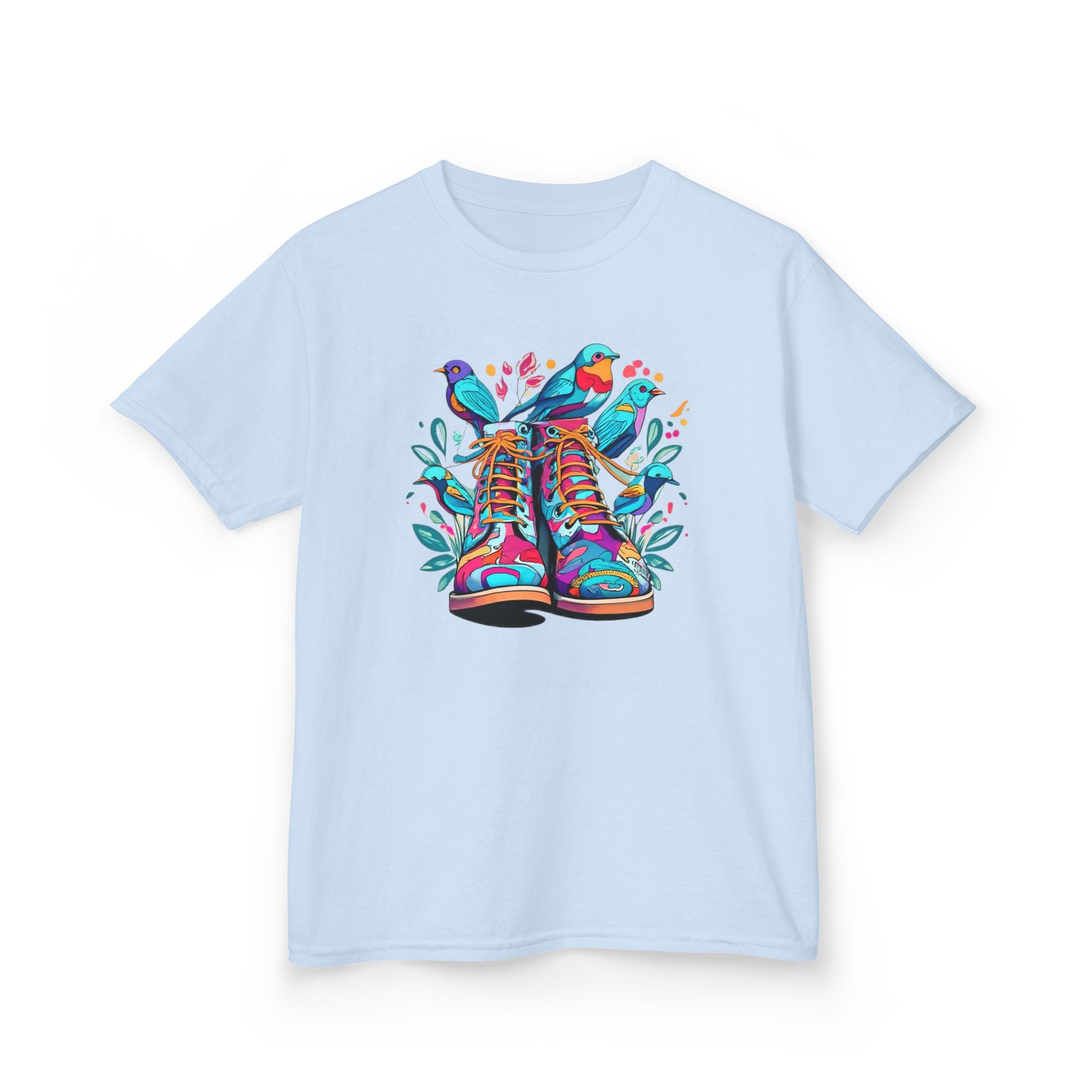 Boots Love Bird Organic Tee For Kids, Children's Clothing, Cute Bird Print Shirt, Nature Lover Gift, Organic Cotton Tee, Kids T-Shirt