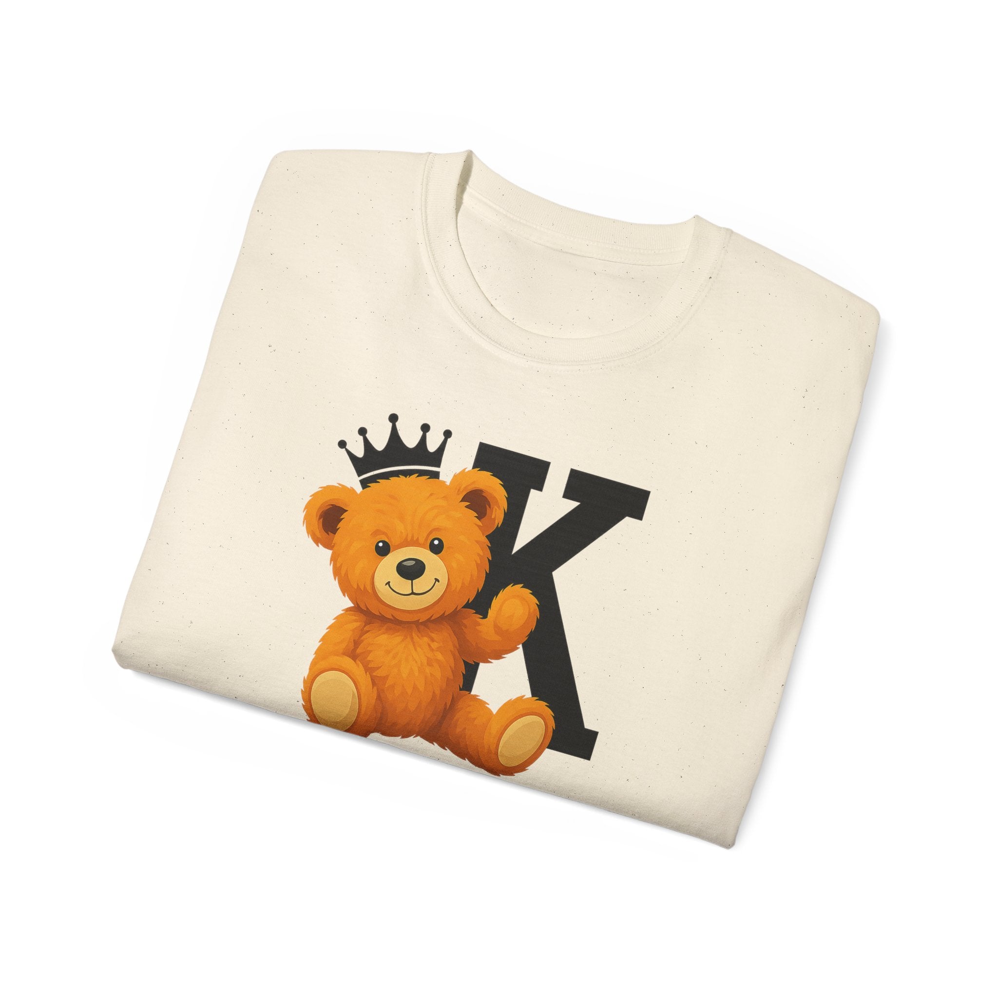 Born To Be King Tee, Bear Print T-Shirt, Bold Letter Animal Print Tee, Cute Bear T-Shirt, Bear With Crown Print Tee