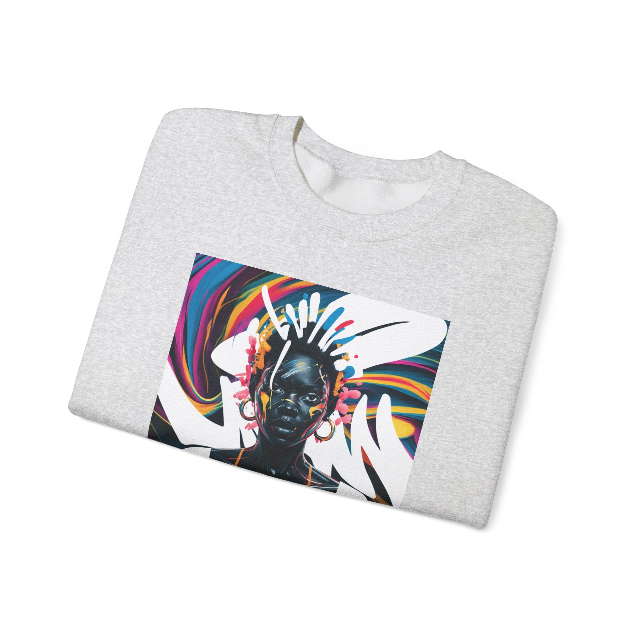 Sudadera unisex con estampado de reina africana y salpicaduras de color