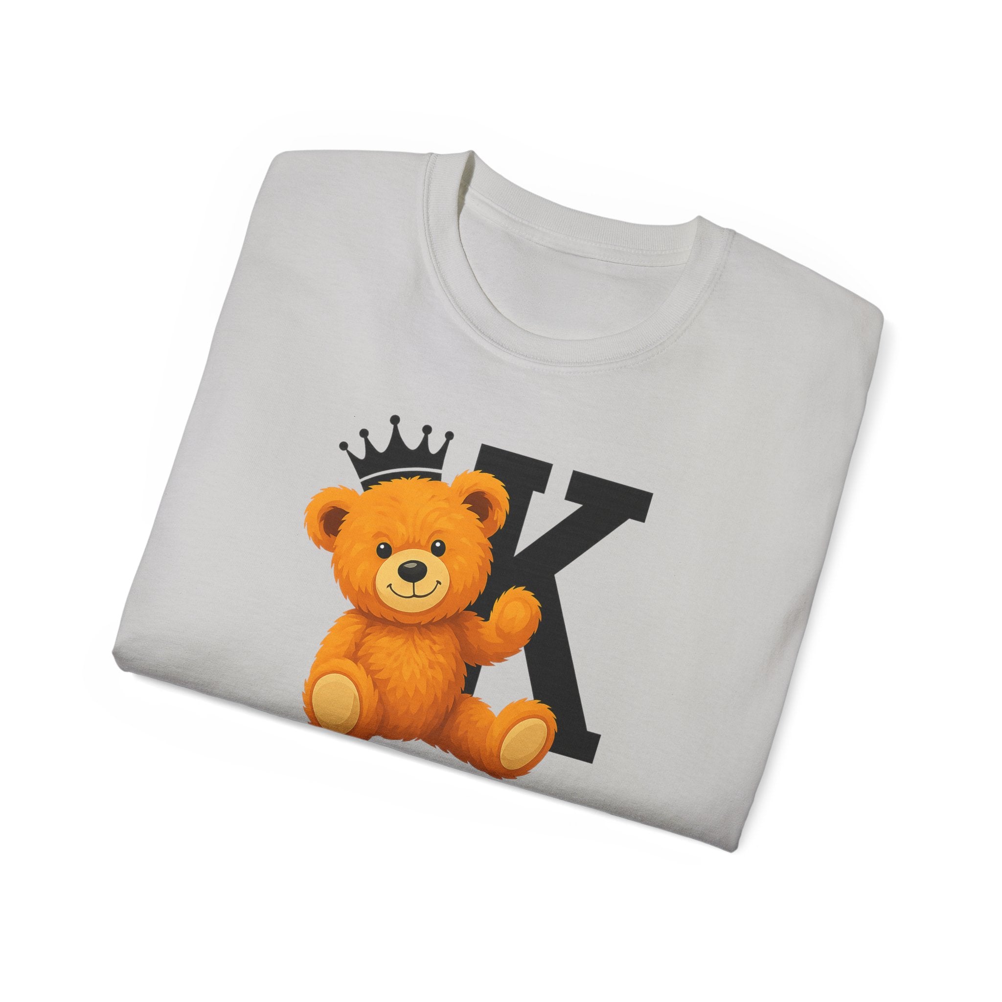 Born To Be King Tee, Bear Print T-Shirt, Bold Letter Animal Print Tee, Cute Bear T-Shirt, Bear With Crown Print Tee
