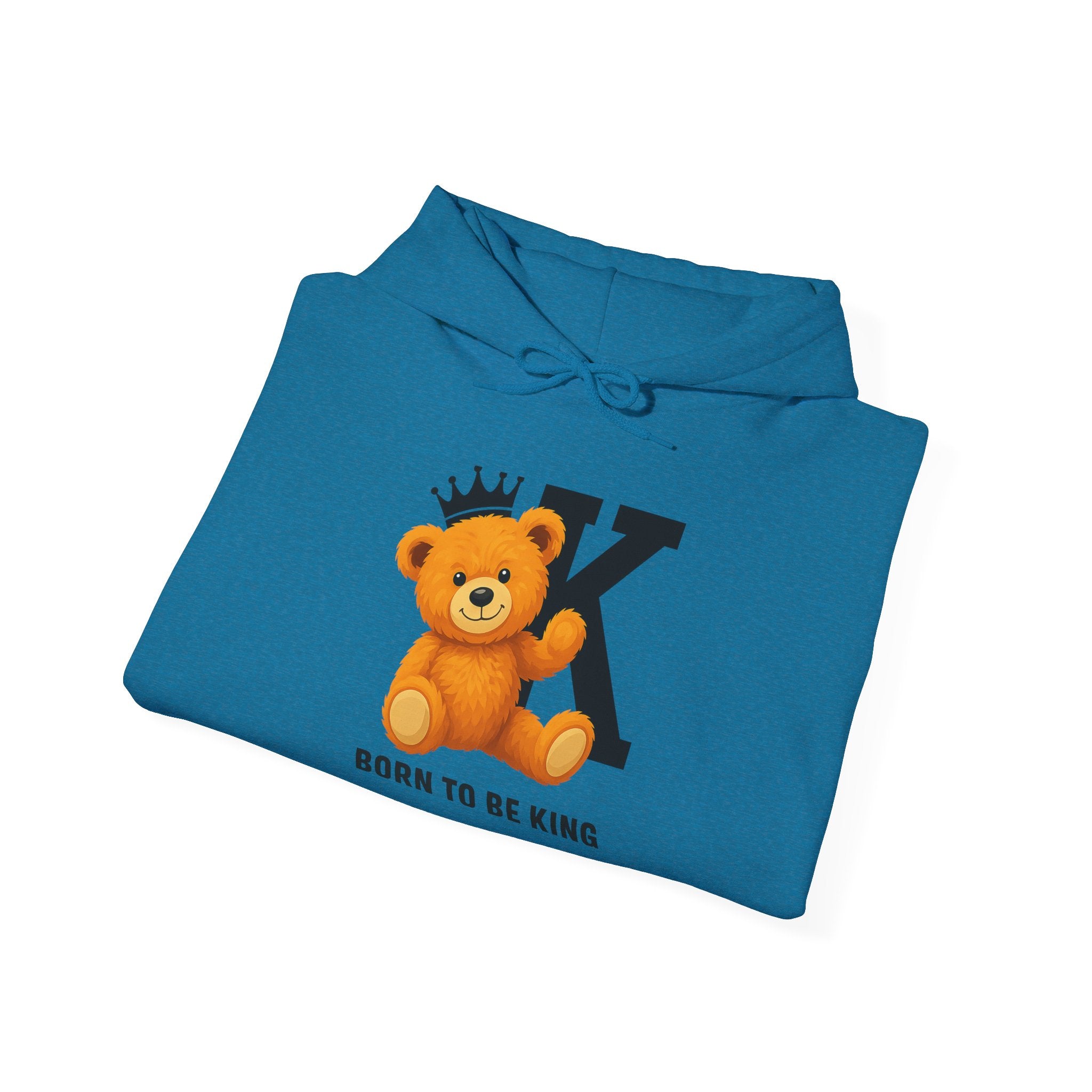 Born To Be King Hoodie, Bear Print Pullover, Bold Letter Animal Print Hoodie, Cute Bear Hoodie, Bear With Crown Print Pullover