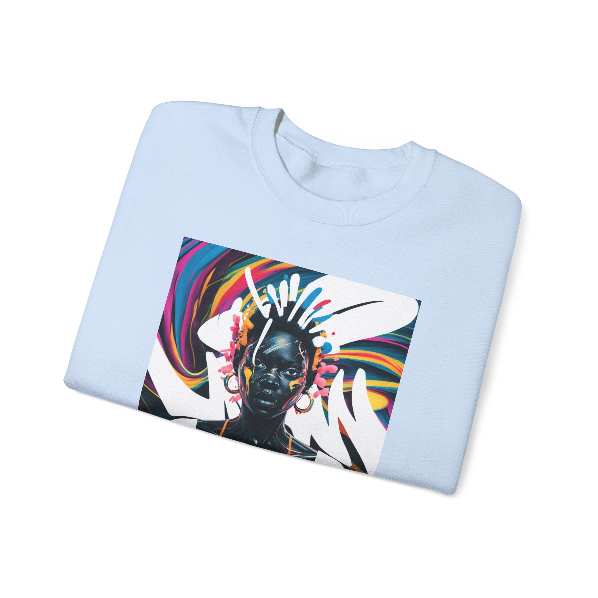 Sudadera unisex con estampado de reina africana y salpicaduras de color