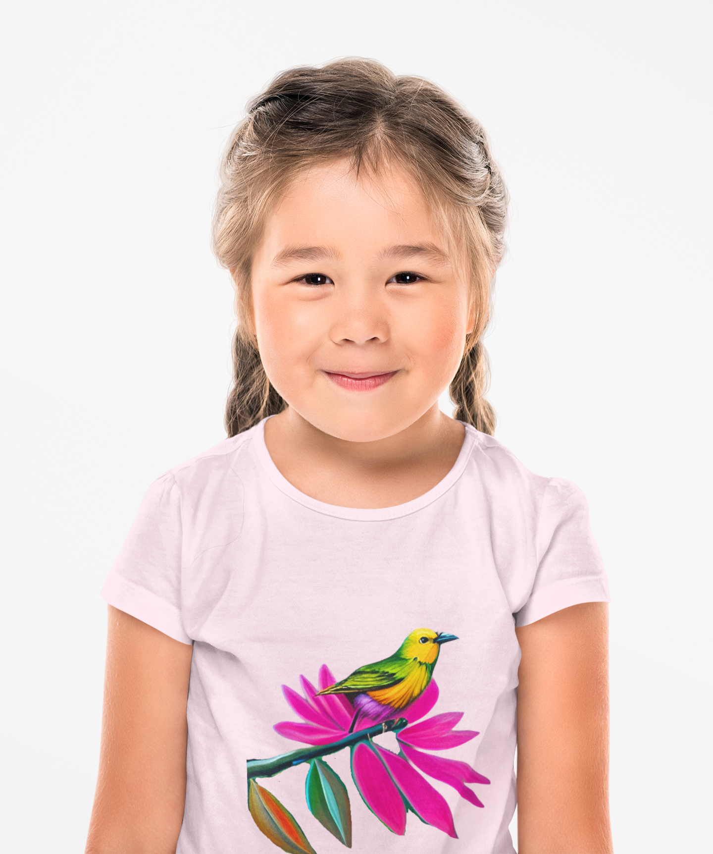 Birds on Floral Flow Kids T-Shirt, Children's Graphic Tee, Spring Bird Print Shirt, Nature Theme Youth Apparel, Kids Botanical Theme Top