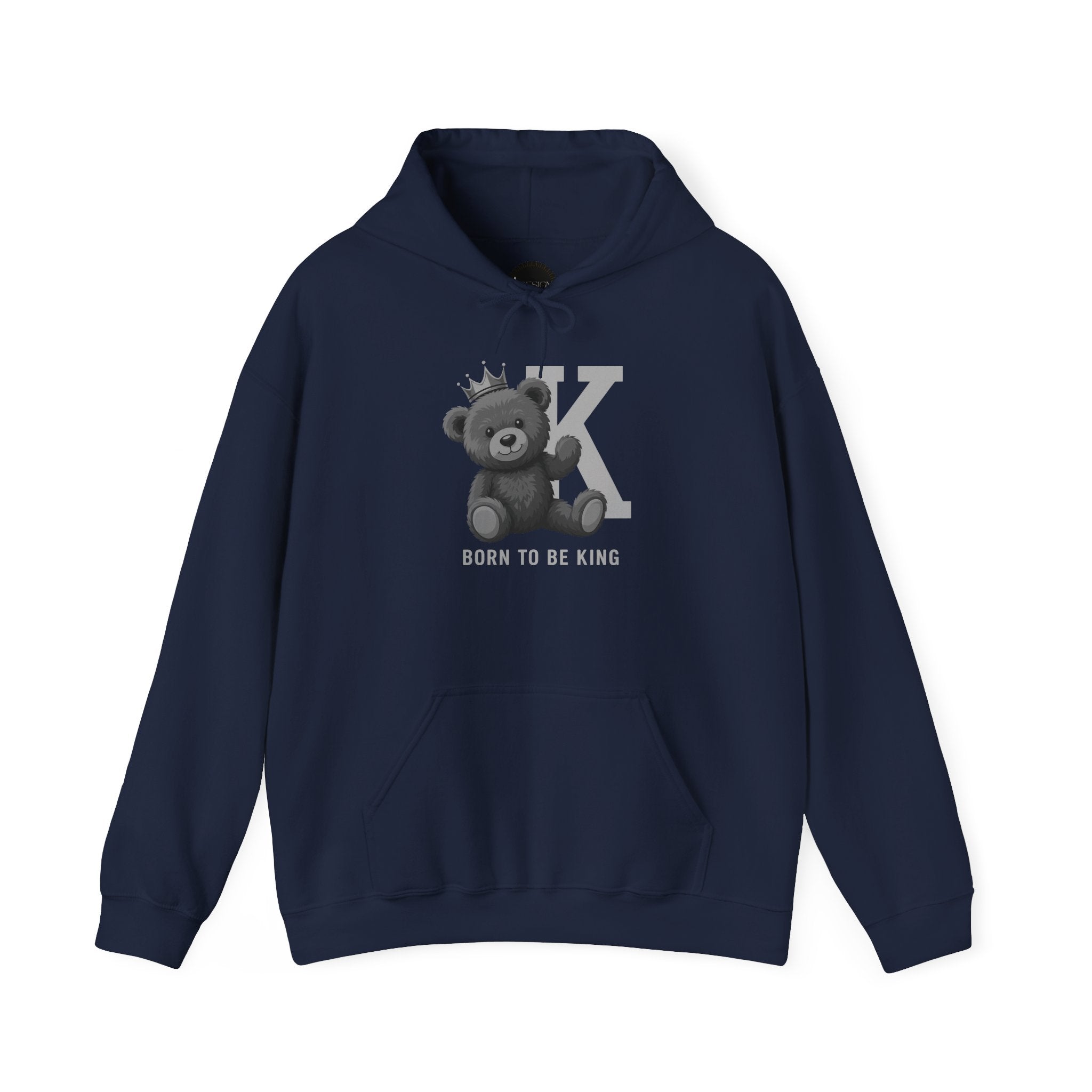 Born To Be King Hoodie, Bear Print Pullover, Bold Letter Animal Print Hoodie, Cute Bear Hoodie, Bear With Crown Print Pullover