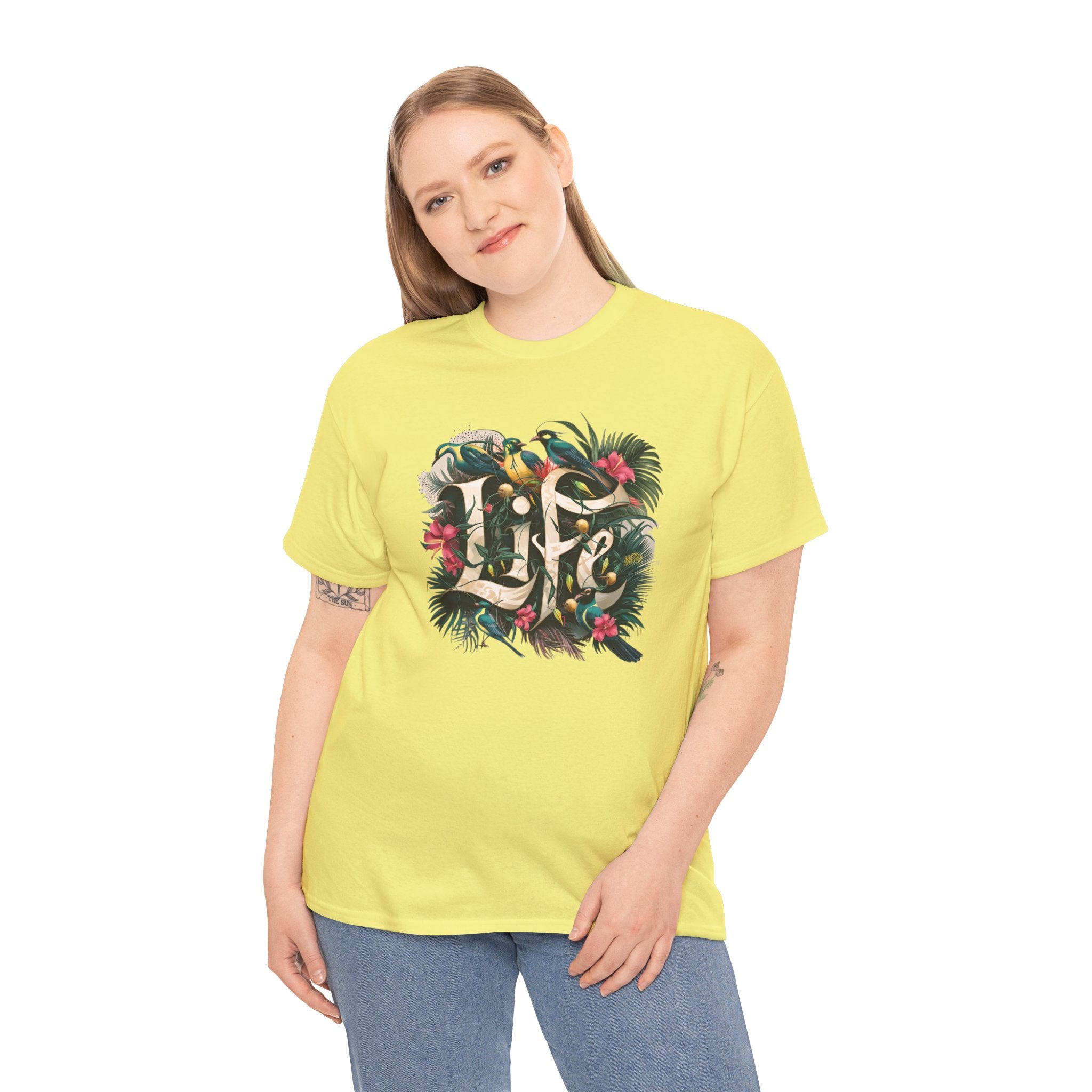 Camiseta orgánica LIFE con salpicaduras de color