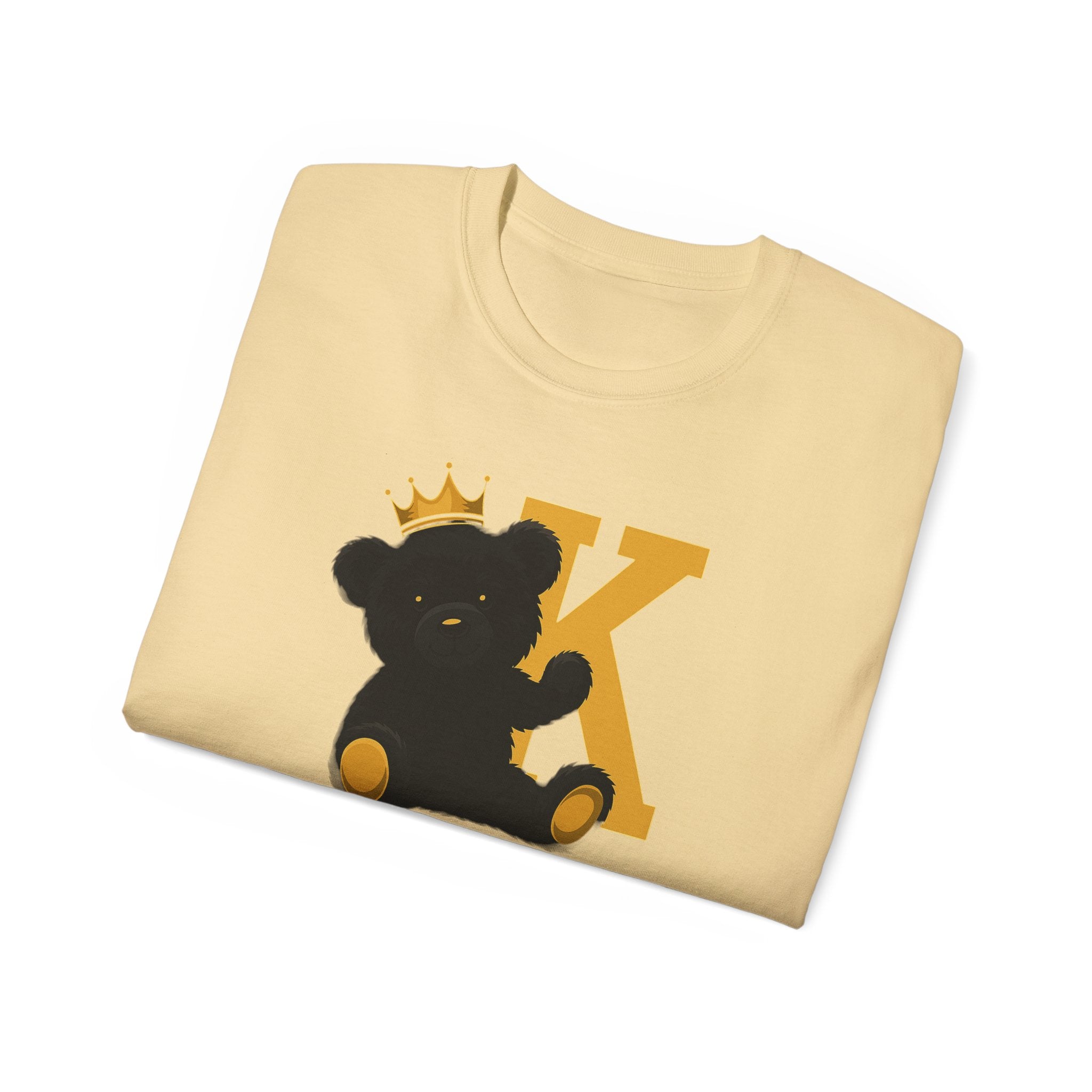Born To Be King Tee, Bear Print T-Shirt, Bold Letter Animal Print Tee, Cute Bear T-Shirt, Bear With Crown Print Tee