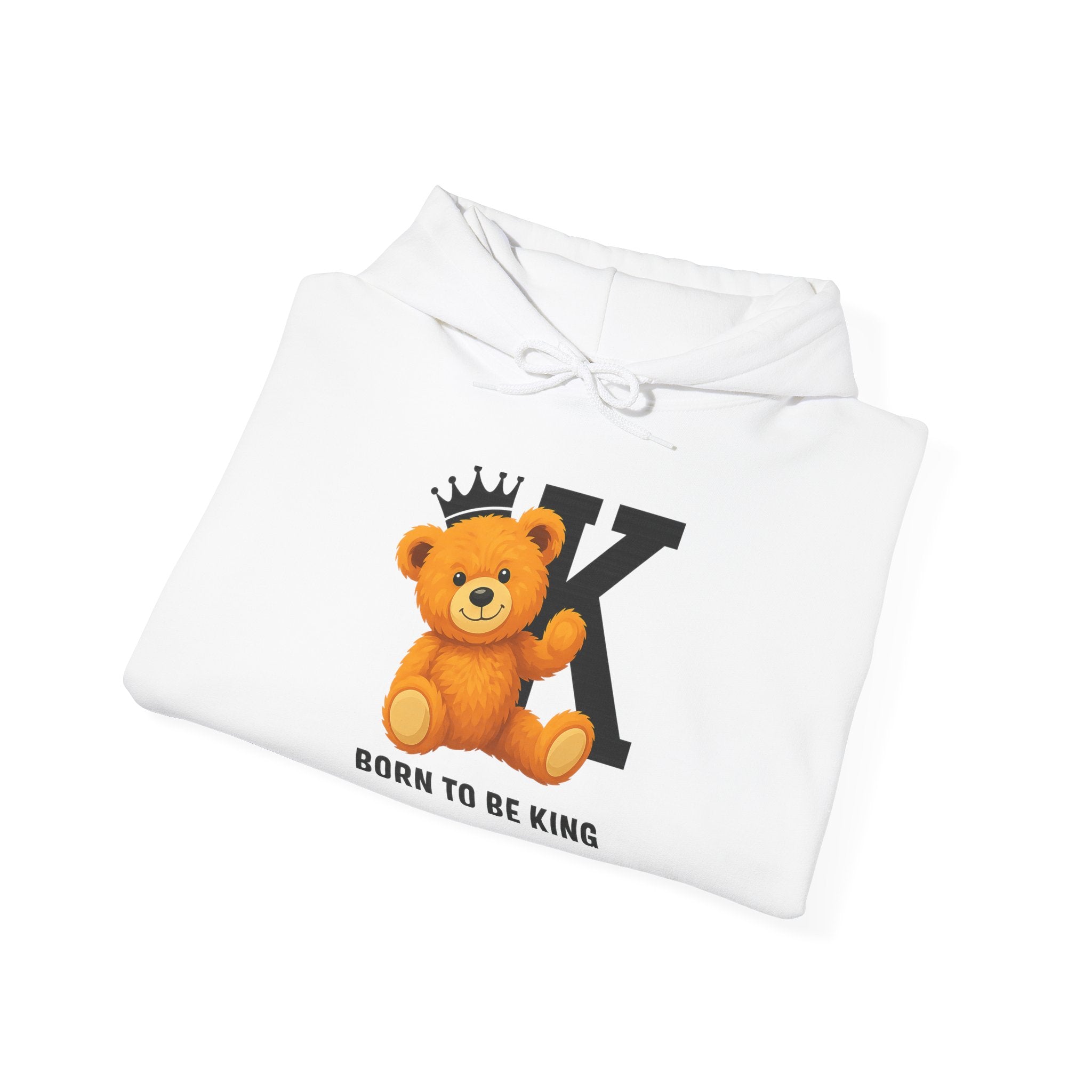 Born To Be King Hoodie, Bear Print Pullover, Bold Letter Animal Print Hoodie, Cute Bear Hoodie, Bear With Crown Print Pullover