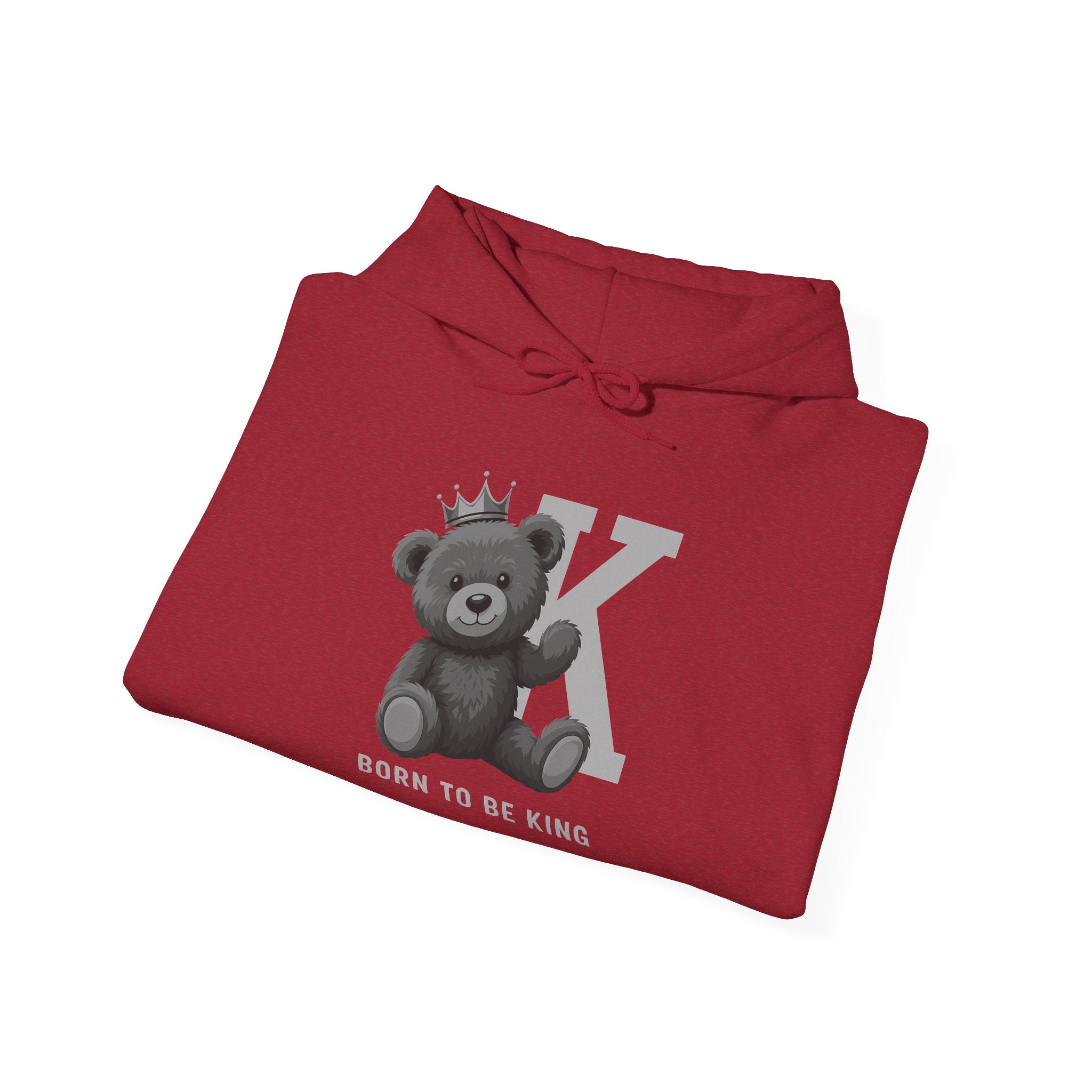 Born To Be King Hoodie, Bear Print Pullover, Bold Letter Animal Print Hoodie, Cute Bear Hoodie, Bear With Crown Print Pullover