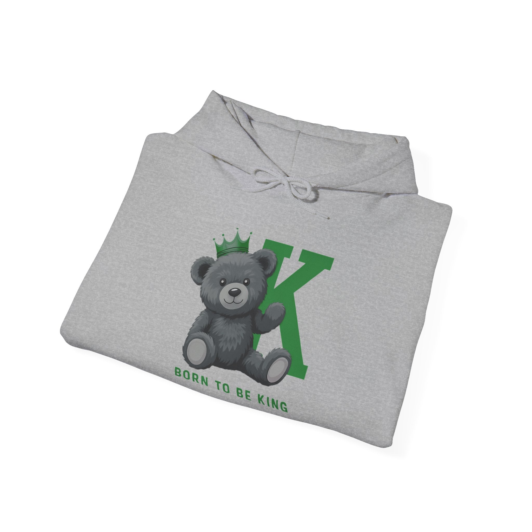 Born To Be King Hoodie, Bear Print Pullover, Bold Letter Animal Print Hoodie, Cute Bear Hoodie, Bear With Crown Print Pullover