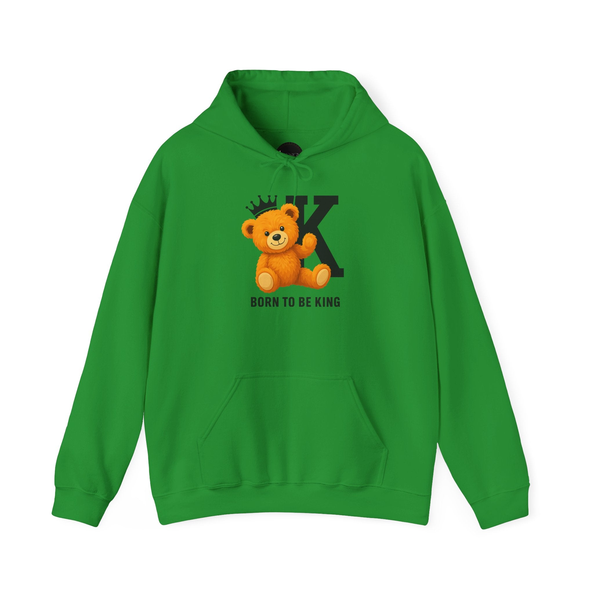 Born To Be King Hoodie, Bear Print Pullover, Bold Letter Animal Print Hoodie, Cute Bear Hoodie, Bear With Crown Print Pullover