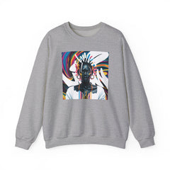 Sudadera unisex con estampado de reina africana y salpicaduras de color