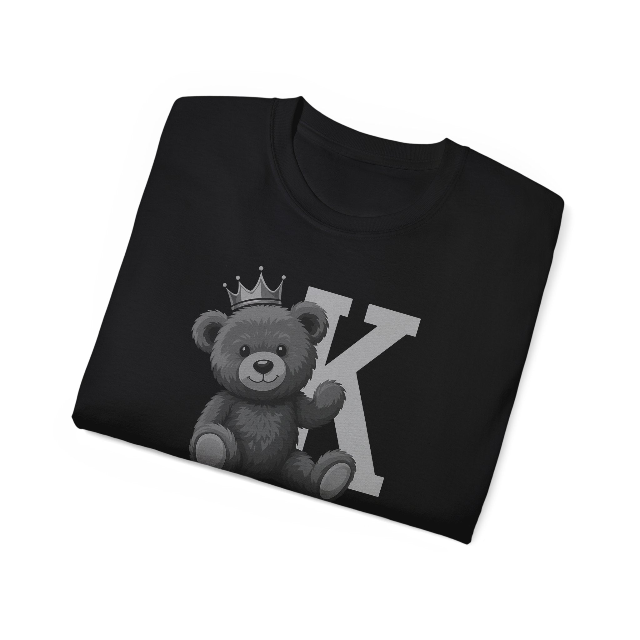 Born To Be King Tee, Bear Print T-Shirt, Bold Letter Animal Print Tee, Cute Bear T-Shirt, Bear With Crown Print Tee