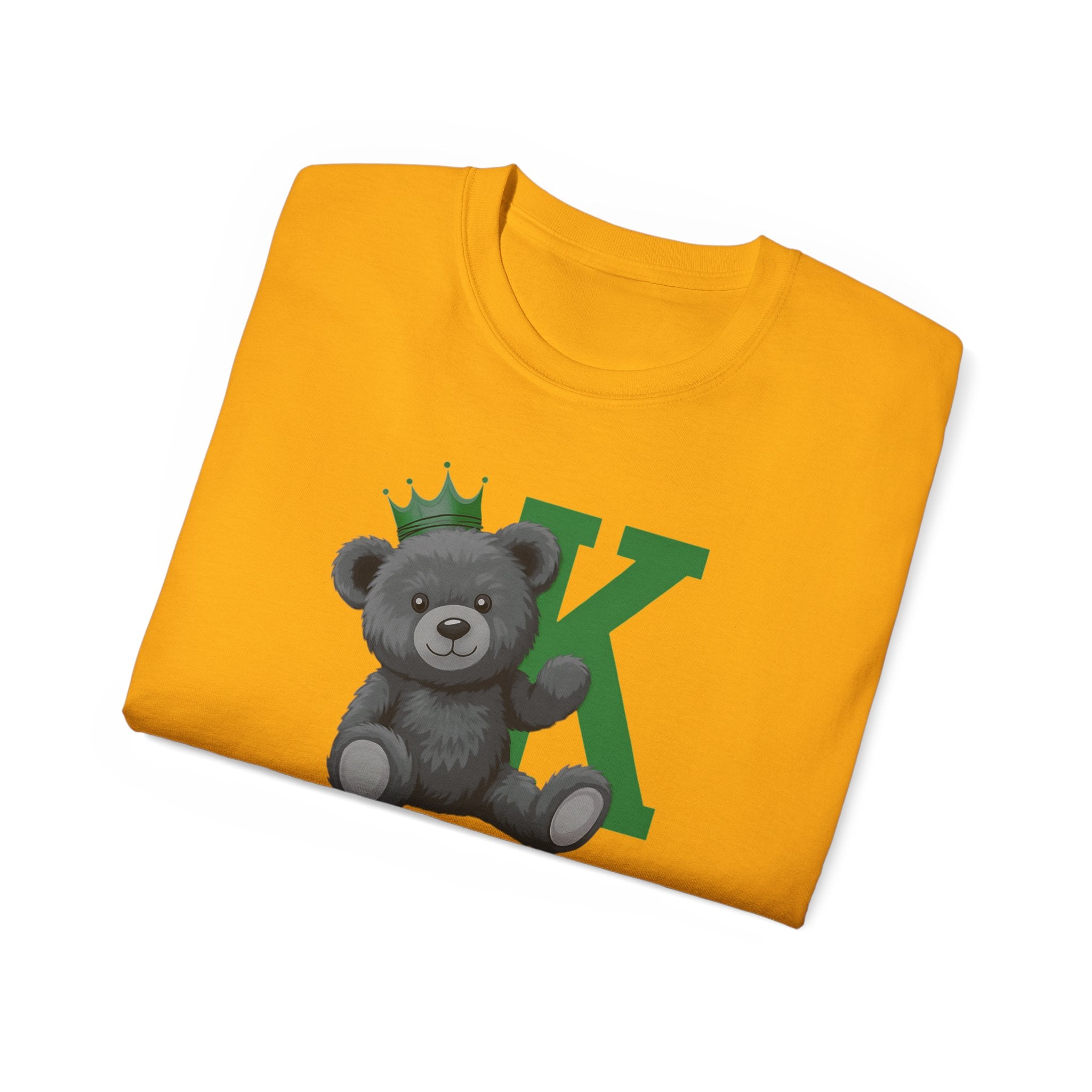 Born To Be King Tee, Bear Print T-Shirt, Bold Letter Animal Print Tee, Cute Bear T-Shirt, Bear With Crown Print Tee
