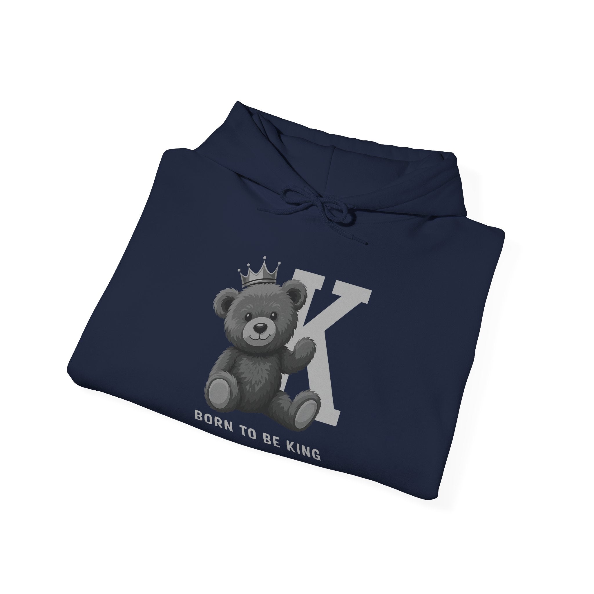 Born To Be King Hoodie, Bear Print Pullover, Bold Letter Animal Print Hoodie, Cute Bear Hoodie, Bear With Crown Print Pullover