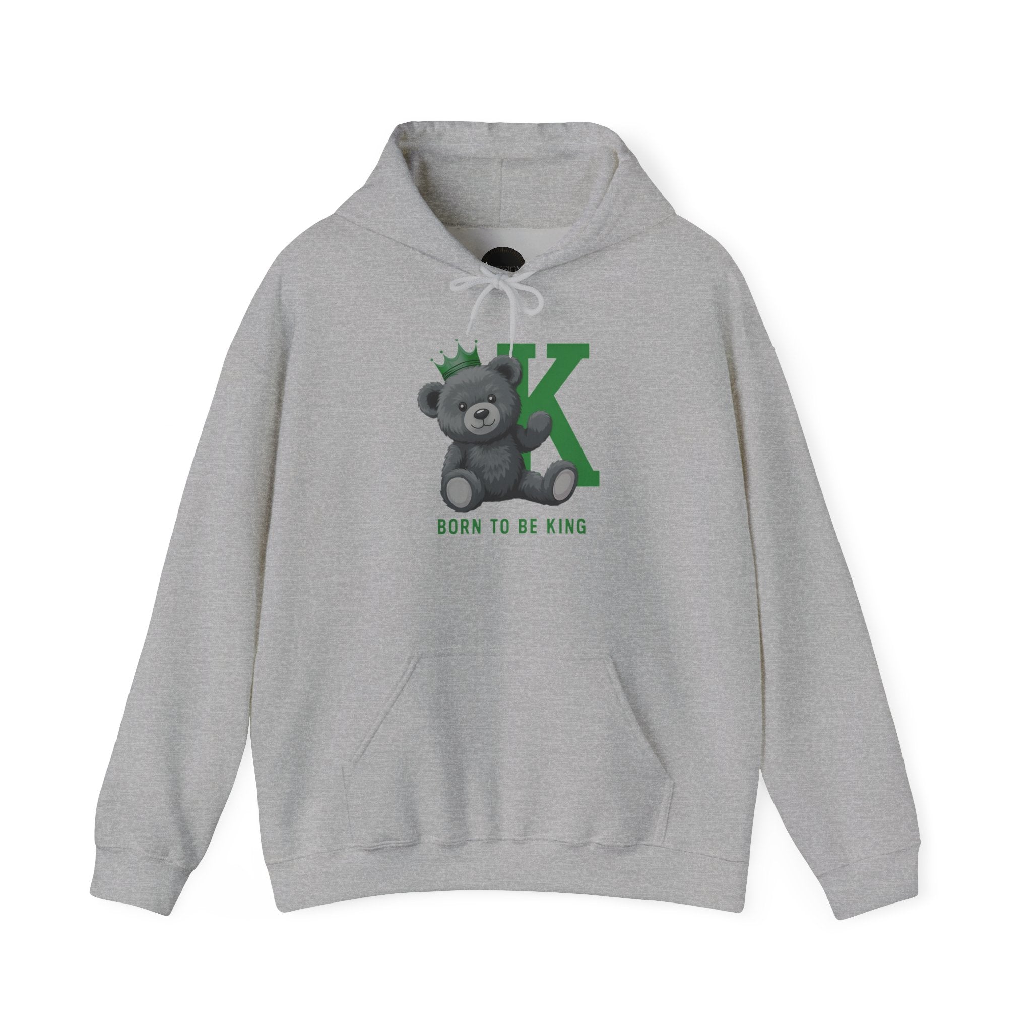 Born To Be King Hoodie, Bear Print Pullover, Bold Letter Animal Print Hoodie, Cute Bear Hoodie, Bear With Crown Print Pullover