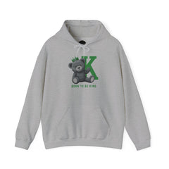 Born To Be King Hoodie, Bear Print Pullover, Bold Letter Animal Print Hoodie, Cute Bear Hoodie, Bear With Crown Print Pullover