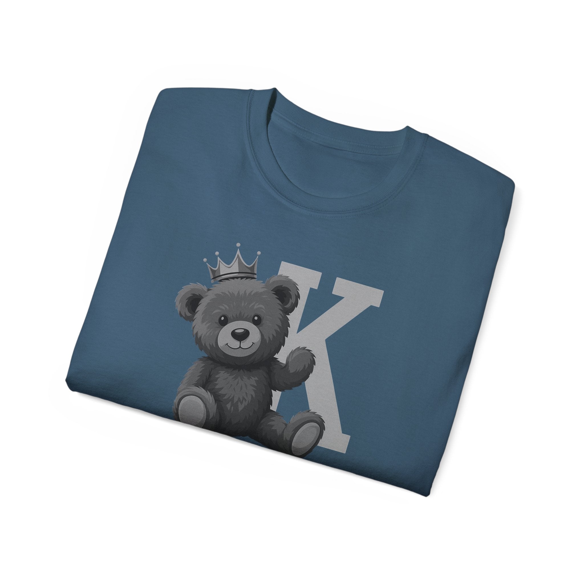 Born To Be King Tee, Bear Print T-Shirt, Bold Letter Animal Print Tee, Cute Bear T-Shirt, Bear With Crown Print Tee
