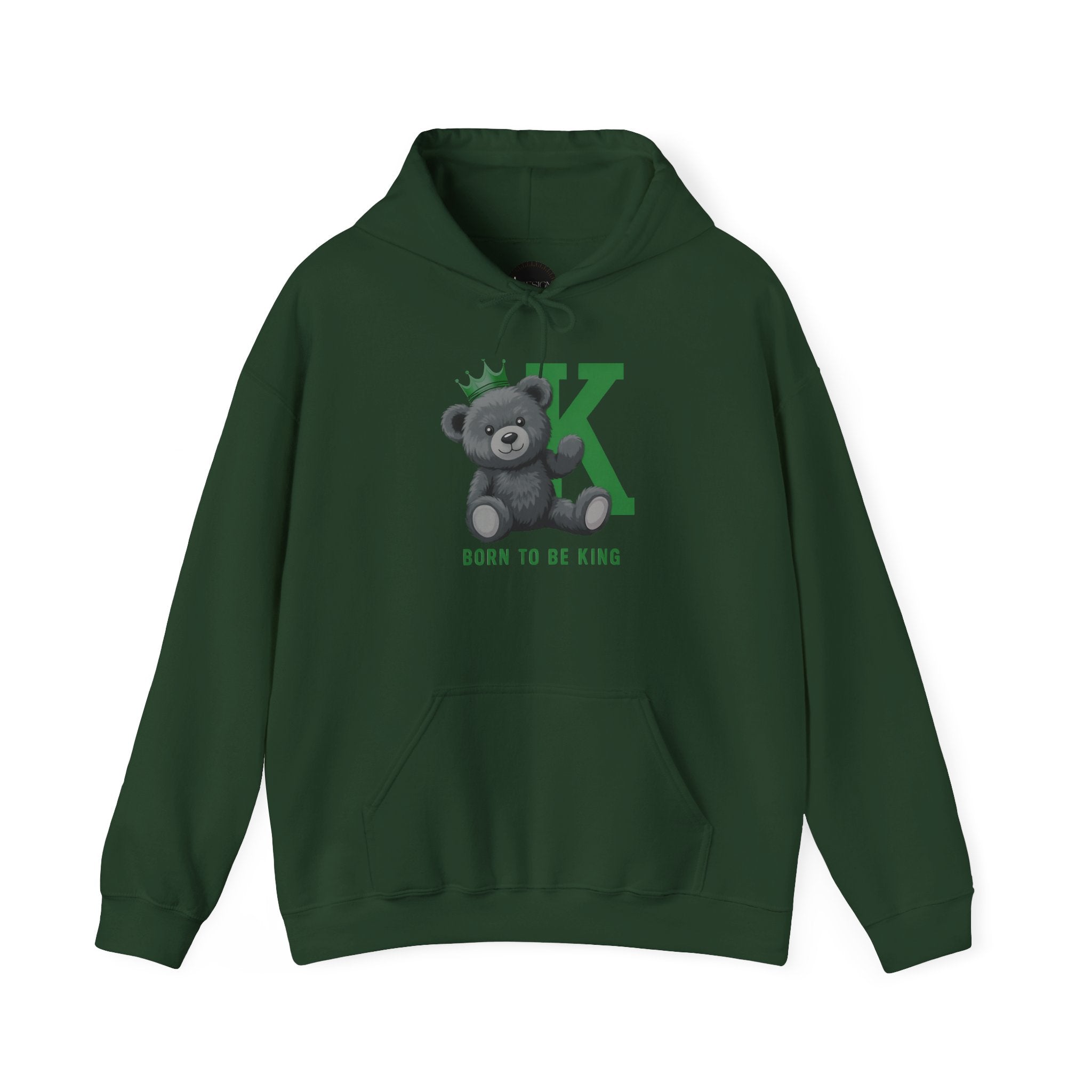 Born To Be King Hoodie, Bear Print Pullover, Bold Letter Animal Print Hoodie, Cute Bear Hoodie, Bear With Crown Print Pullover