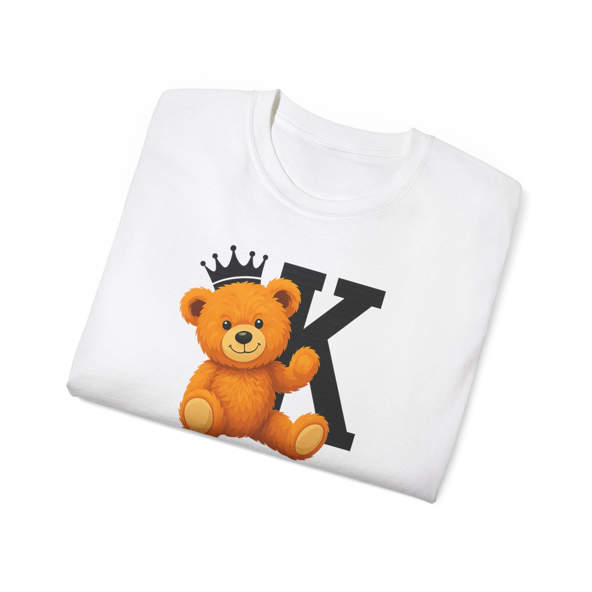 Born To Be King Tee, Bear Print T-Shirt, Bold Letter Animal Print Tee, Cute Bear T-Shirt, Bear With Crown Print Tee
